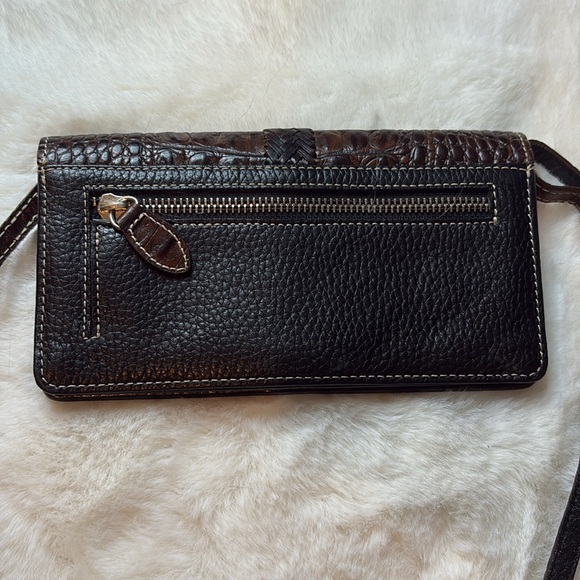 Brighton Leather Embossed Crocodile Wallet Crossbody Shoulder Bag 4" x 7.5" - Picture 5 of 17
